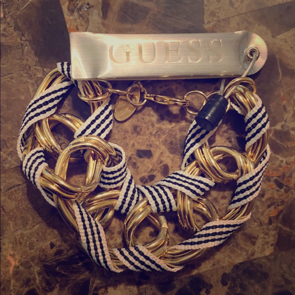 Guess Black, White, and Gold Bracelet